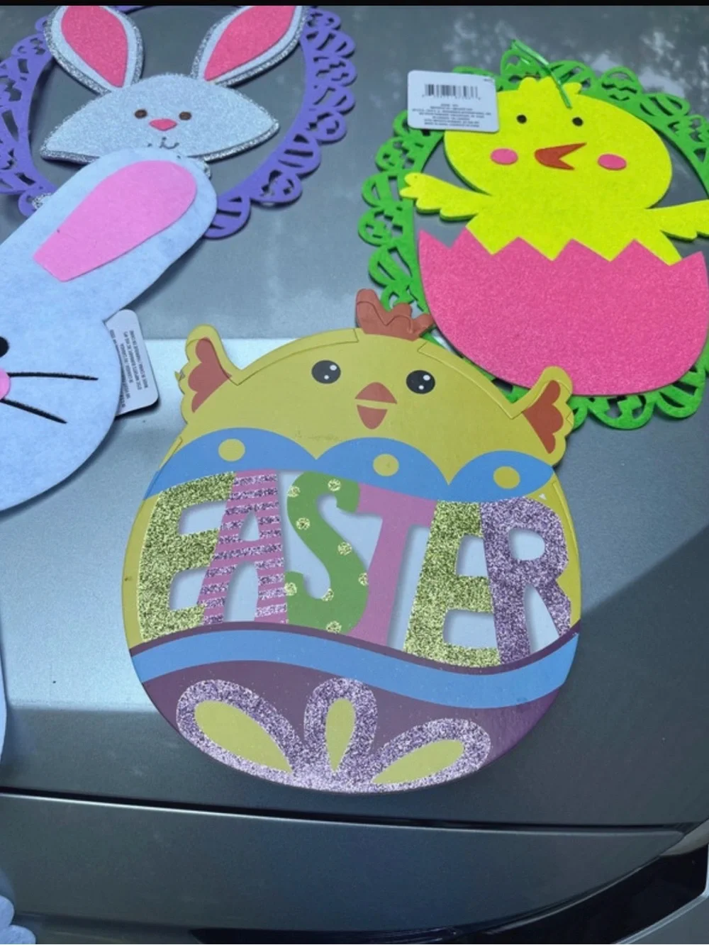 Easter Chick Foam Wall Hanging Decoration - Yellow & Pink